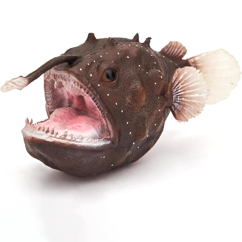 Willkos Sea Life Anglerfish Action Figure Anglerfish Model Toy Soft Rubber Realistic 