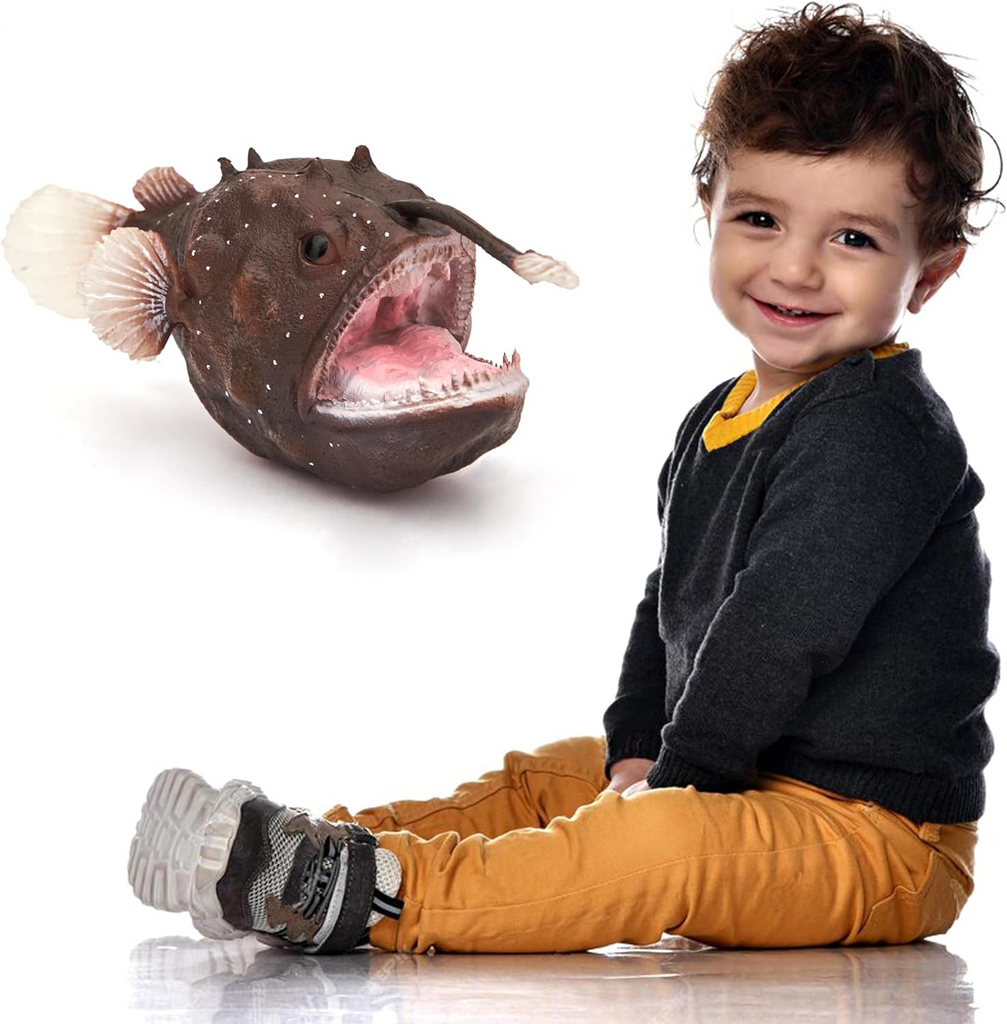 Willkos Sea Life Anglerfish Action Figure Anglerfish Model Toy Soft Rubber Realistic 